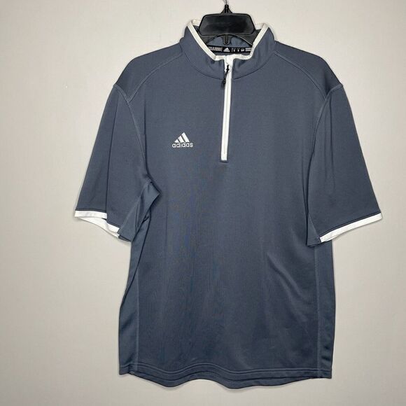 ADIDAS 1/4 Zip Mens Small Gray Short Sleeve Baseball Performance Climalite Shirt - Picture 1 of 8